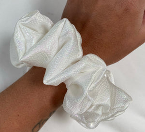 Shimmer White Scrunchie