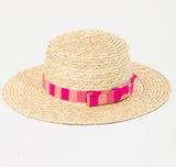 Straw Braided Checkered Sun Hat