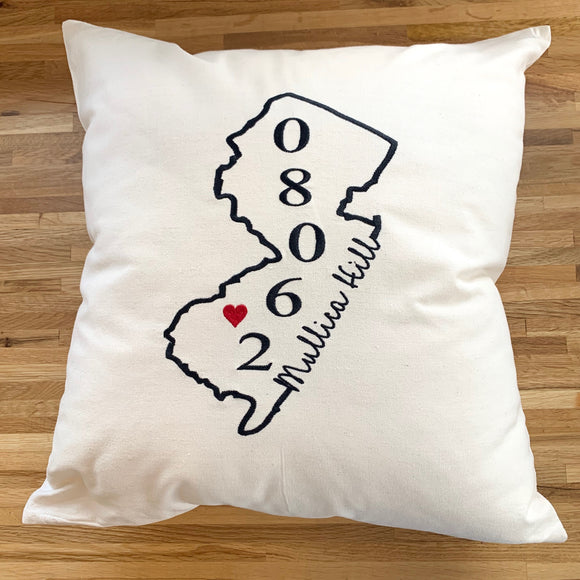 Mullica Hill Zip with State Pillow