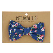 Blue Floral Pet Bow Tie